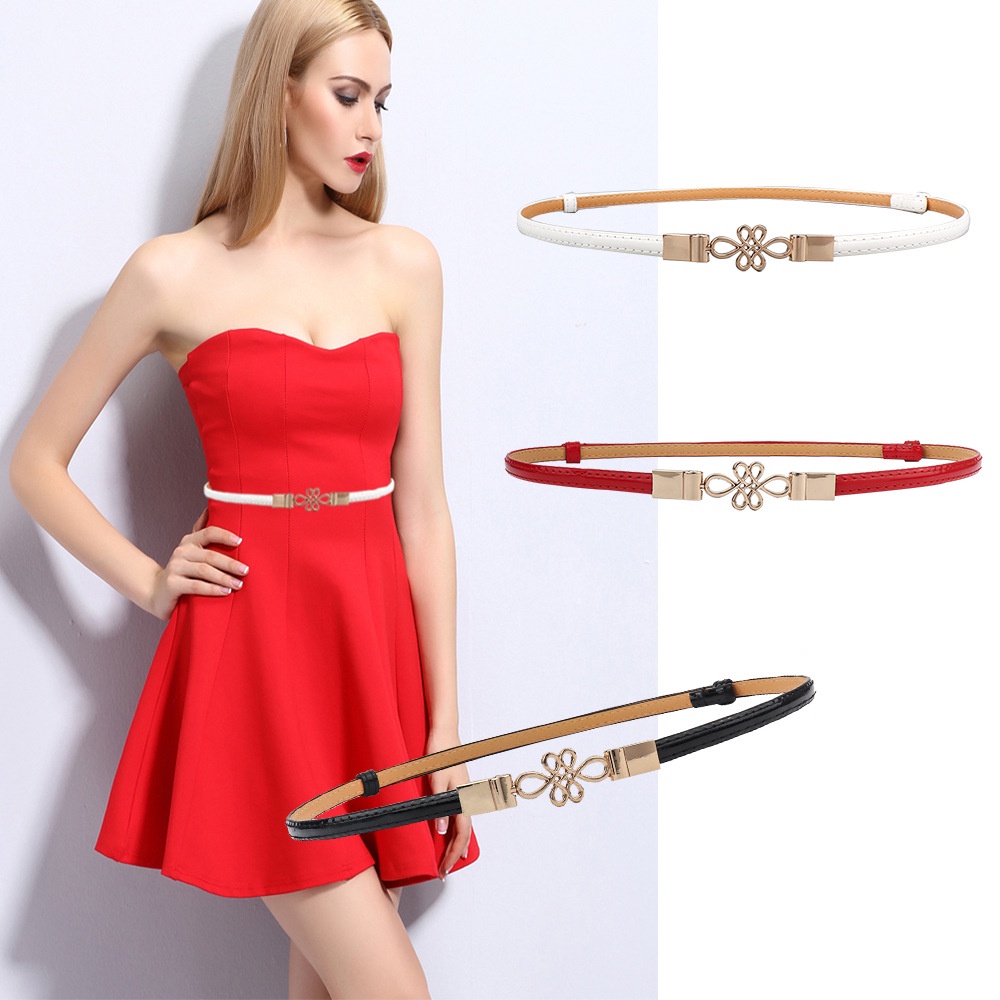 Korean Fashion Women Belt Leather Thin Waist Belts Adjustable PU ...