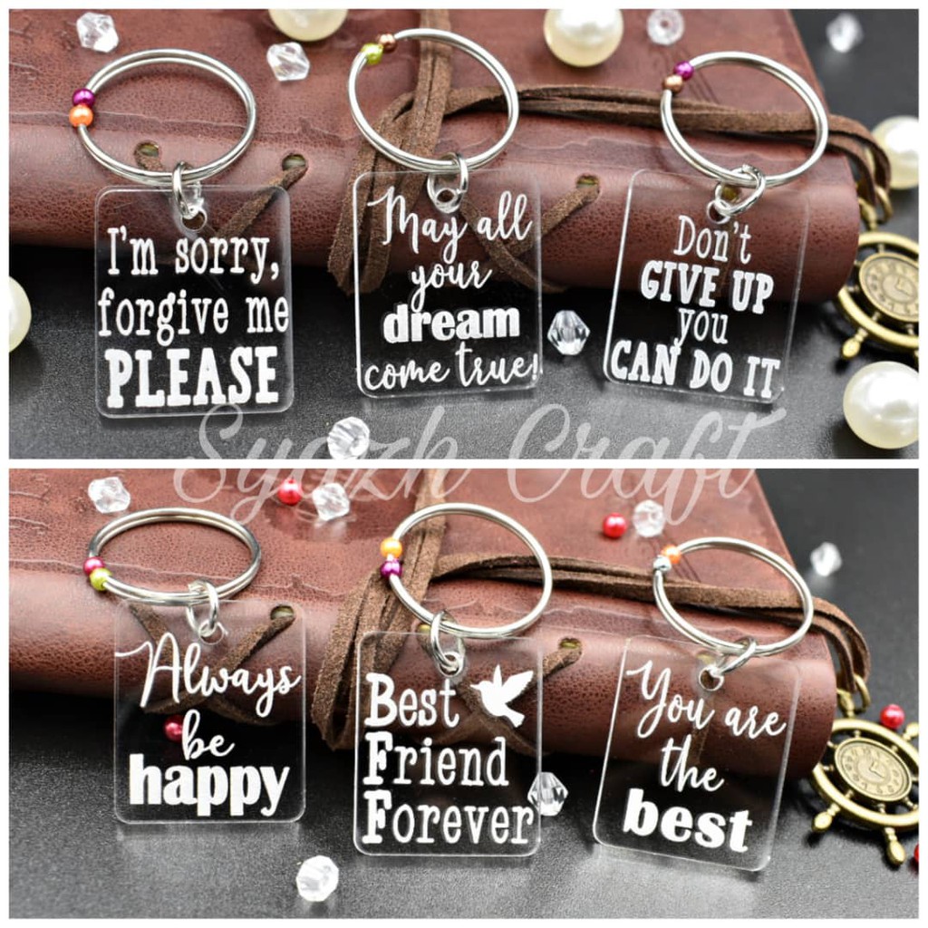 Engrave Keychain (RSD2) Happy Birthday Keychain BFF Keychain Cute
