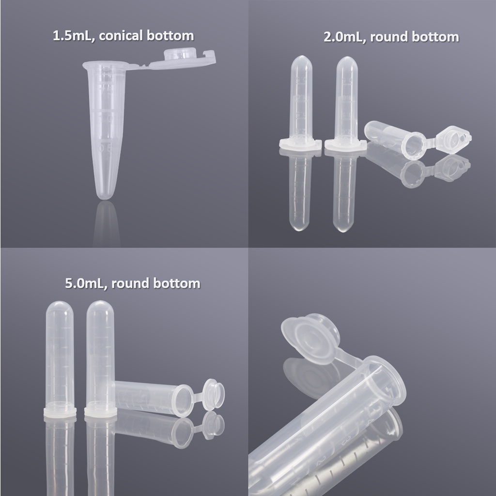 Biosharp 1.5ml, 2ml, 5ml Microcentrifuge Tube, Conical Bottom, Round 