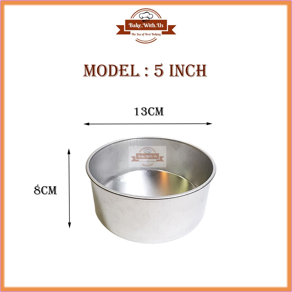 Aluminium Deep Round Cake Tin Mould Non Loose Base (Deep 80mm) 4/5/6/7 ...