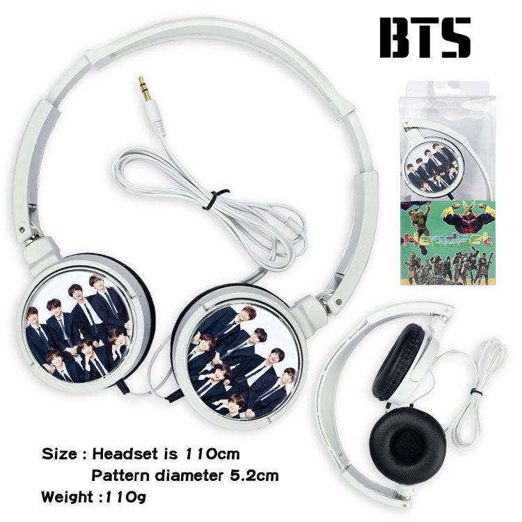 Box Packed BTS Headset Bt21 Bangtan Boys Universal Wired Game Music Headset Earphone