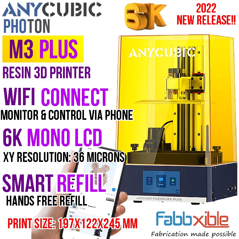 Anycubic Photon M3 Plus 6K Mono LCD Resin 3D Printer with Auto Resin ...