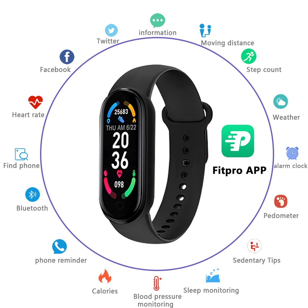 New M6 Smart Watch Men Women Fitness Sports Smart Band Fitpro