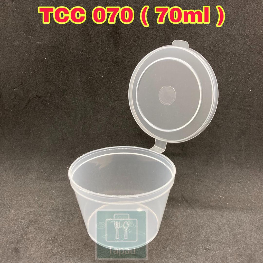 50pcs Disposable Plastic Sauce Container Hinged Lid Clear Pot Cup Round