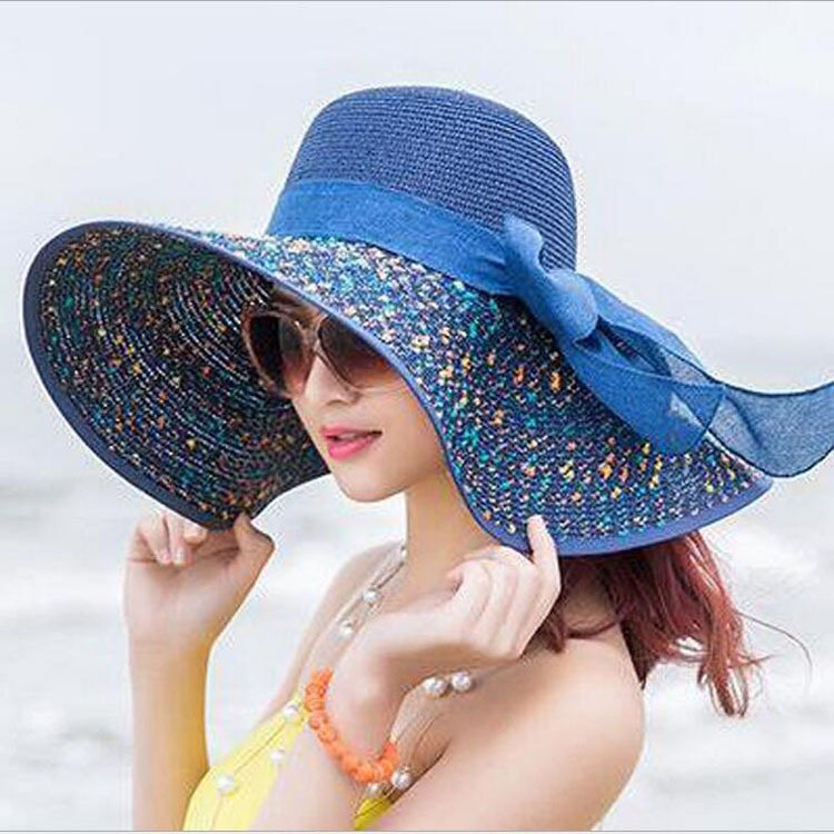 Foldable Straw Sun Hat With Wide Brim For Women Anti UV, Large