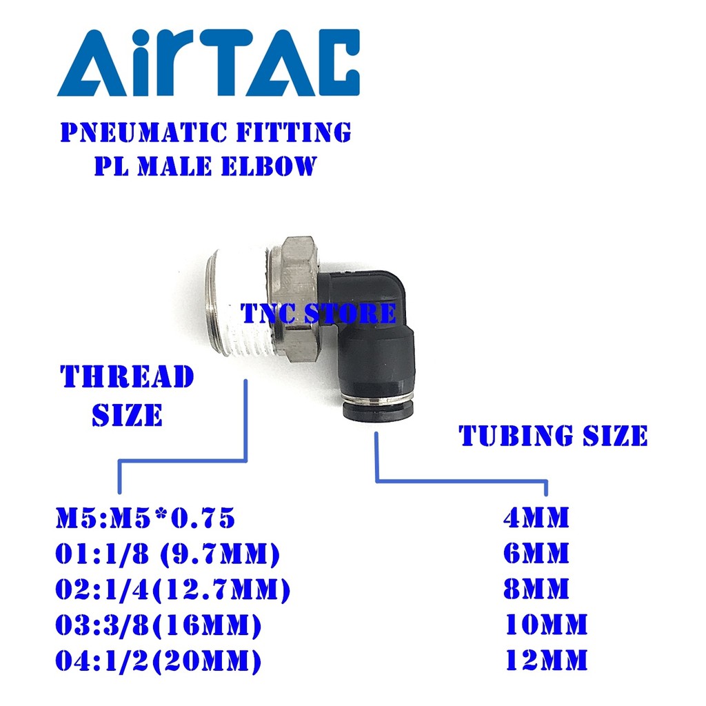 AirTac Pneumatic Fitting PL4M5 PL401 PL402 PL601 PL602 PL603 PL801 ...