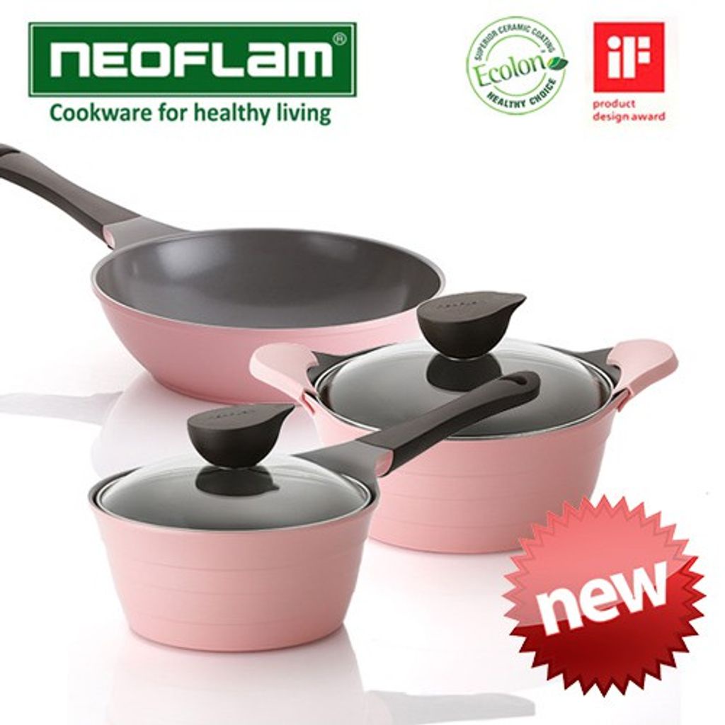 NEOFLAM Ecolon Eela Ceramic Pot Wok 3 Set / Korea Cooking pots