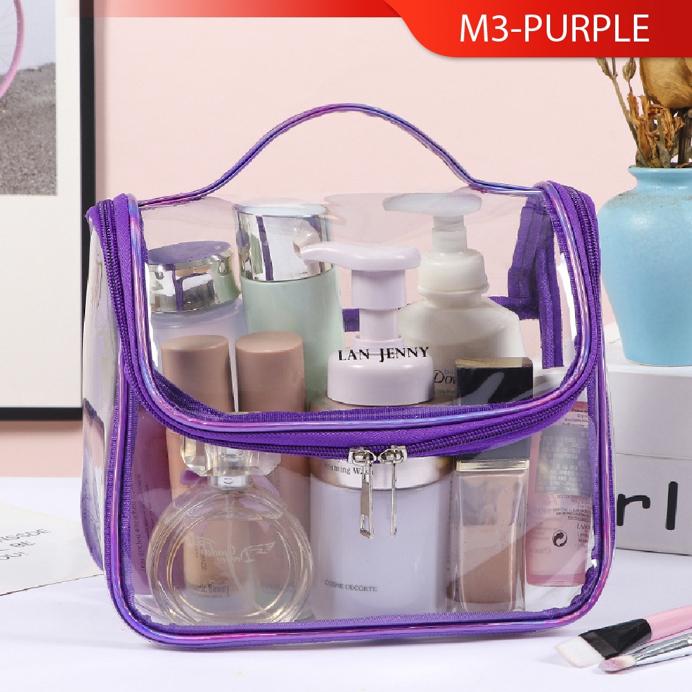 Waterproof Cosmetic Bag With Handle Easy Cleaning Transparent Portable ...