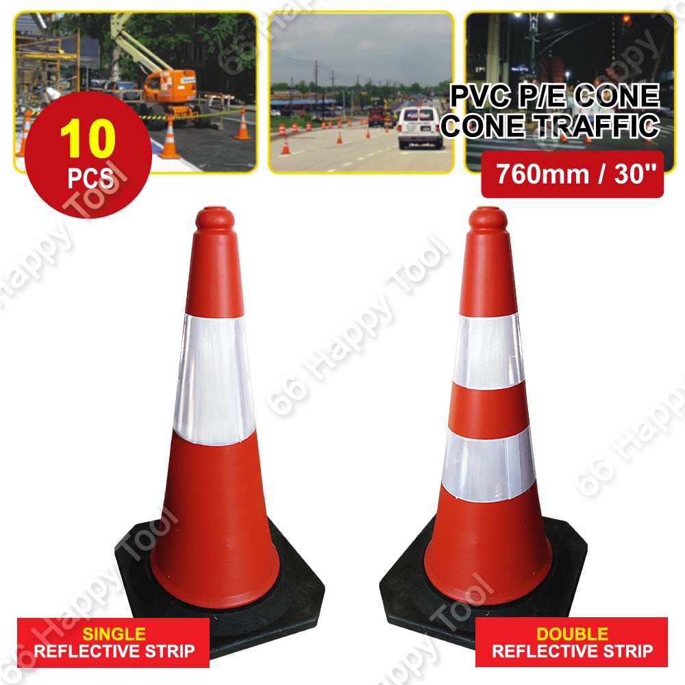 10pcs Portable Reflective 30 Inch PVC Heavy Base Safety Cone Ready ...