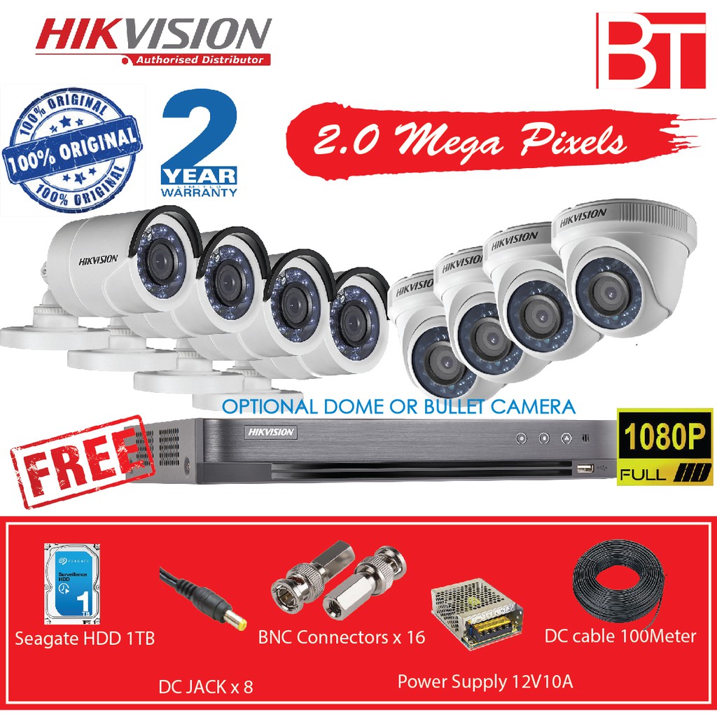 [ORIGINAL] HIKVISION MALAYSIA TVI CCTV HD 1080P 8CH PACKAGES Shopee