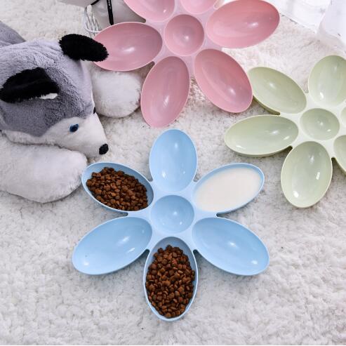 Creative Cat Food Utensils Petal Multi-cell Kitten Bowl PP Pet Feeder ...