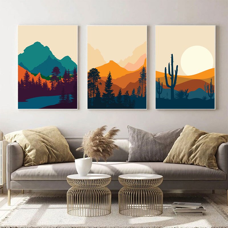 Astrdecor Abstract Botanical Geometric Canvas Painting | Shopee Malaysia