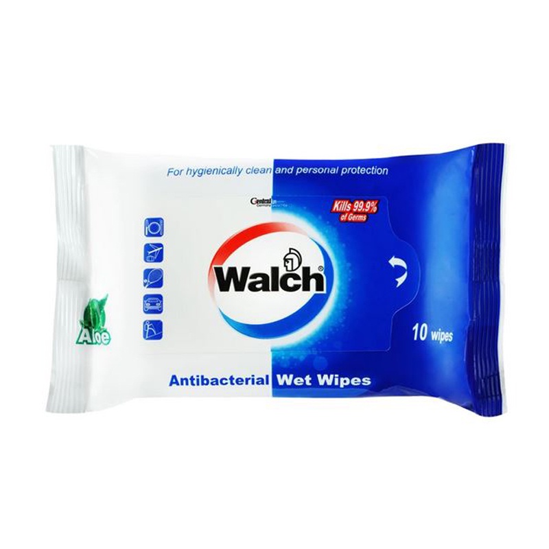 Walch Antibacterial Wet Wipes Aloe 10s (Exp. 02/24) Gentle Sanitizing
