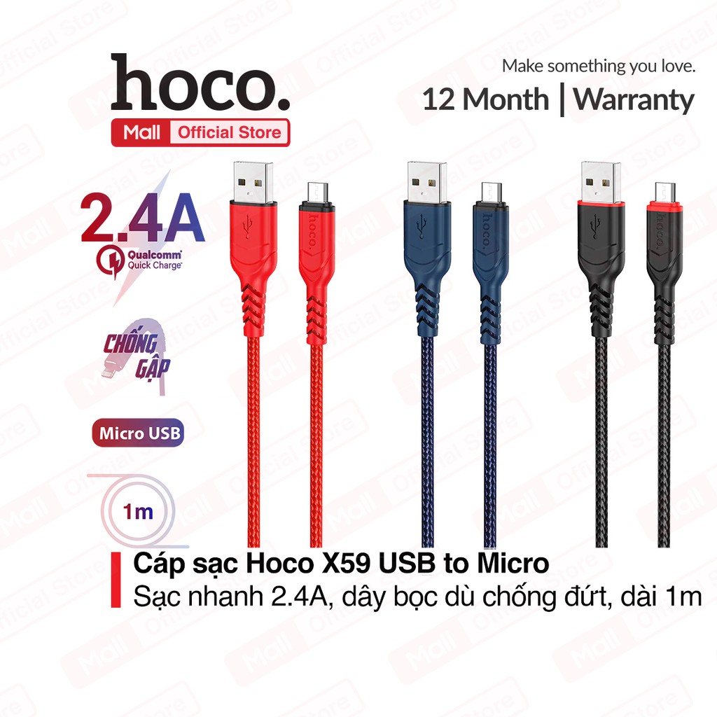 Hoco X59 USB To Micro Fast Charging Cable 2 4A Fast Charging Anti 