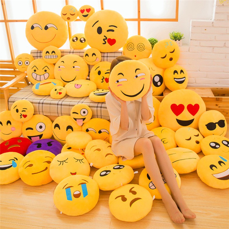 HW 15CM Soft Emoji Yellow Round Cushion Emoticon Stuffed Plush Toy Smiley Pillow Shopee Malaysia