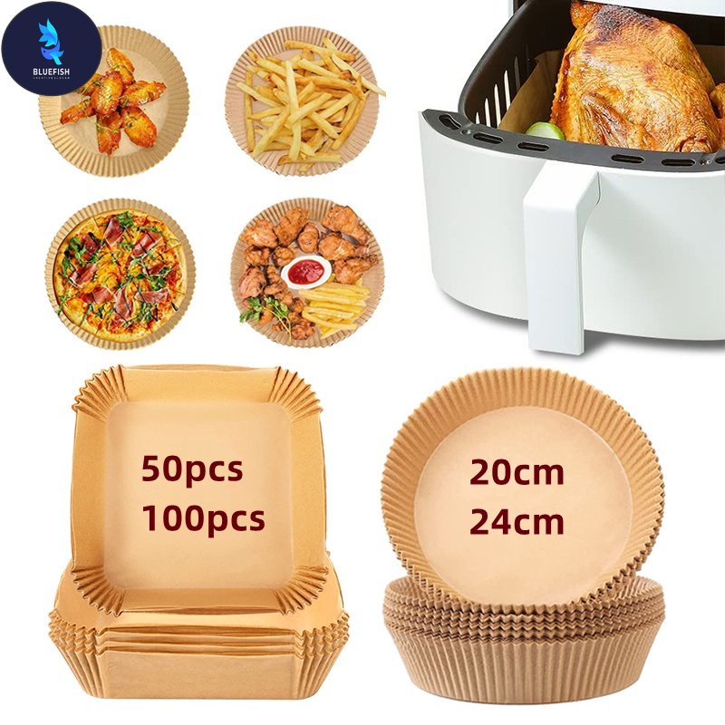 50pcs Square/round Air Fryer Liners, Silicon Oil Paper Tray Liner