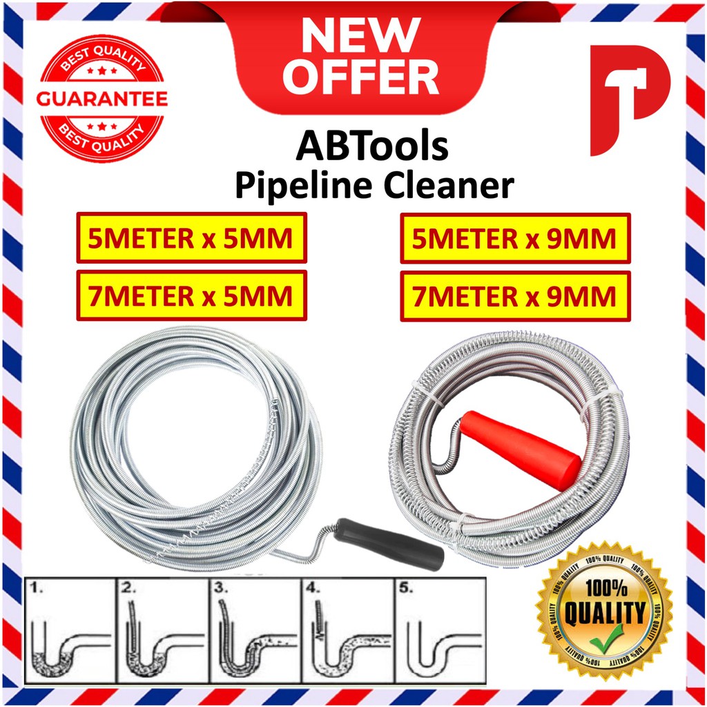 Steel Coiled Drain Sink Cleaner Spring Wire Pipeline Unblocker Plunger