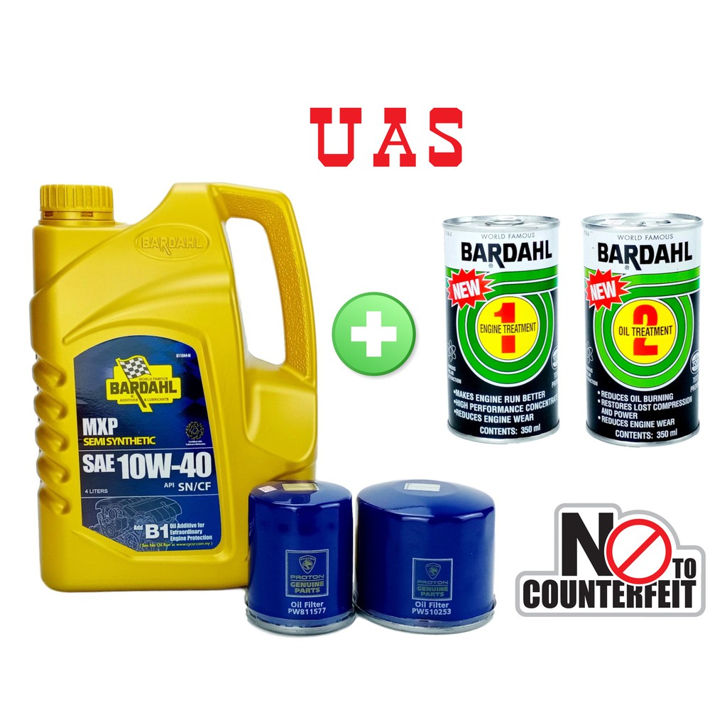 BARDAHL 10W40 4L MXP SEMI SYNTHETIC SAE ENGINE OIL + PROTON OIL FILTER ...