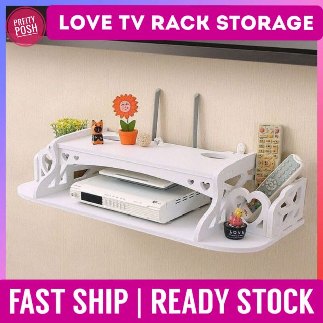 Rak Dinding TV LOVE- Design TV Rack Storage Organiser Shelf Holder ...