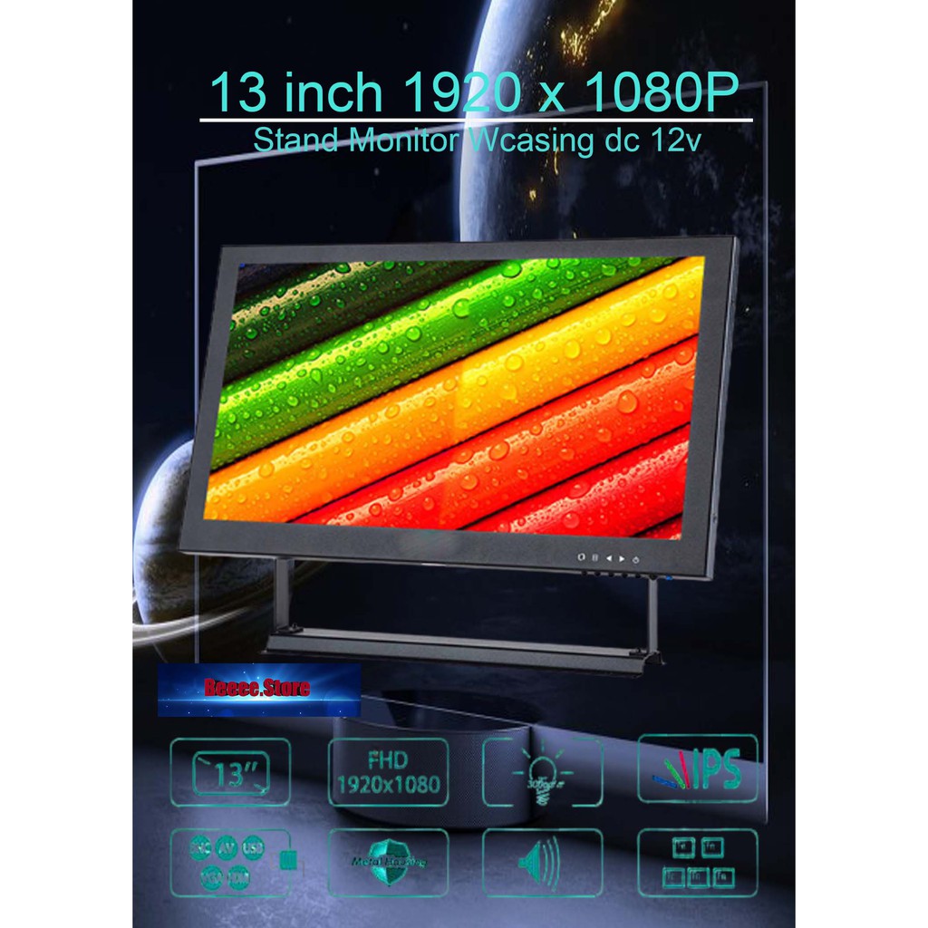 13 INCH 1920X1080P STAND MONITOR WCASING DC 12V IPS MONITOR | Shopee ...