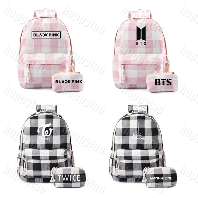 2 PCS SET School Bag Blackpink BTS TWICE Backpack Beg Sekolah