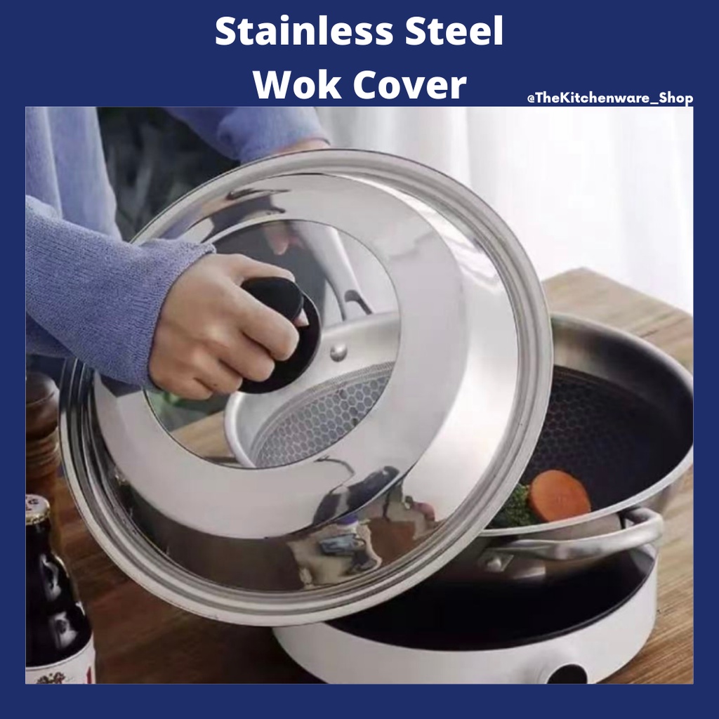 🇲🇾[Ready Stock] Kitchen Tools Stainless Steel Wok Cover Lid Cover for