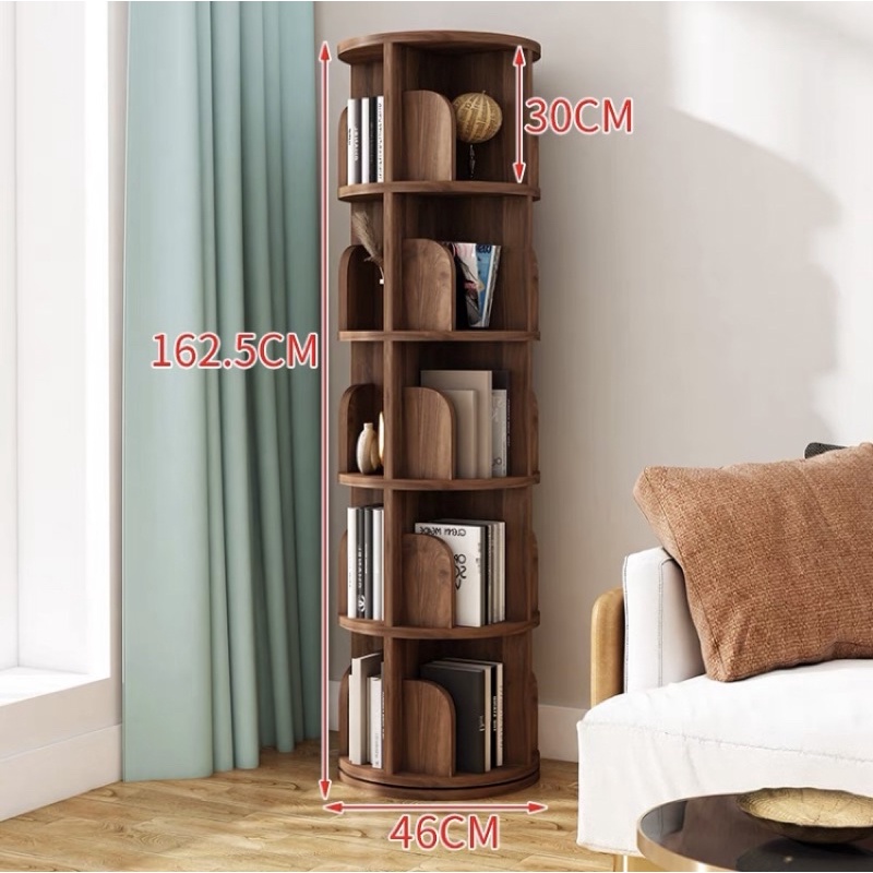 Solid Wood 360 Degree Rotating Book Self Book Rack | Shopee Malaysia