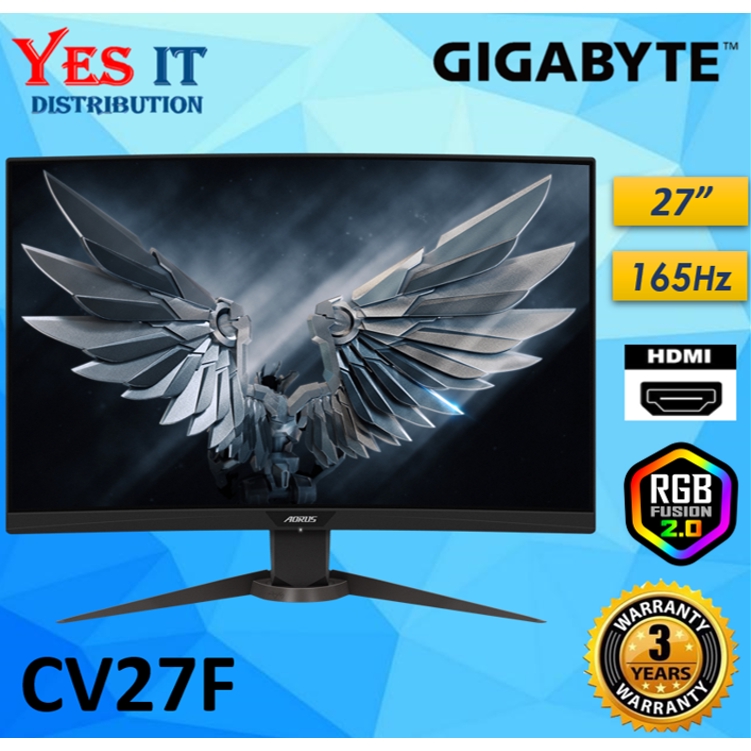 Gigabyte AORUS CV27F 27" FHD CURVED Gaming Monitor HDMI 1920x1080 165Hz ...