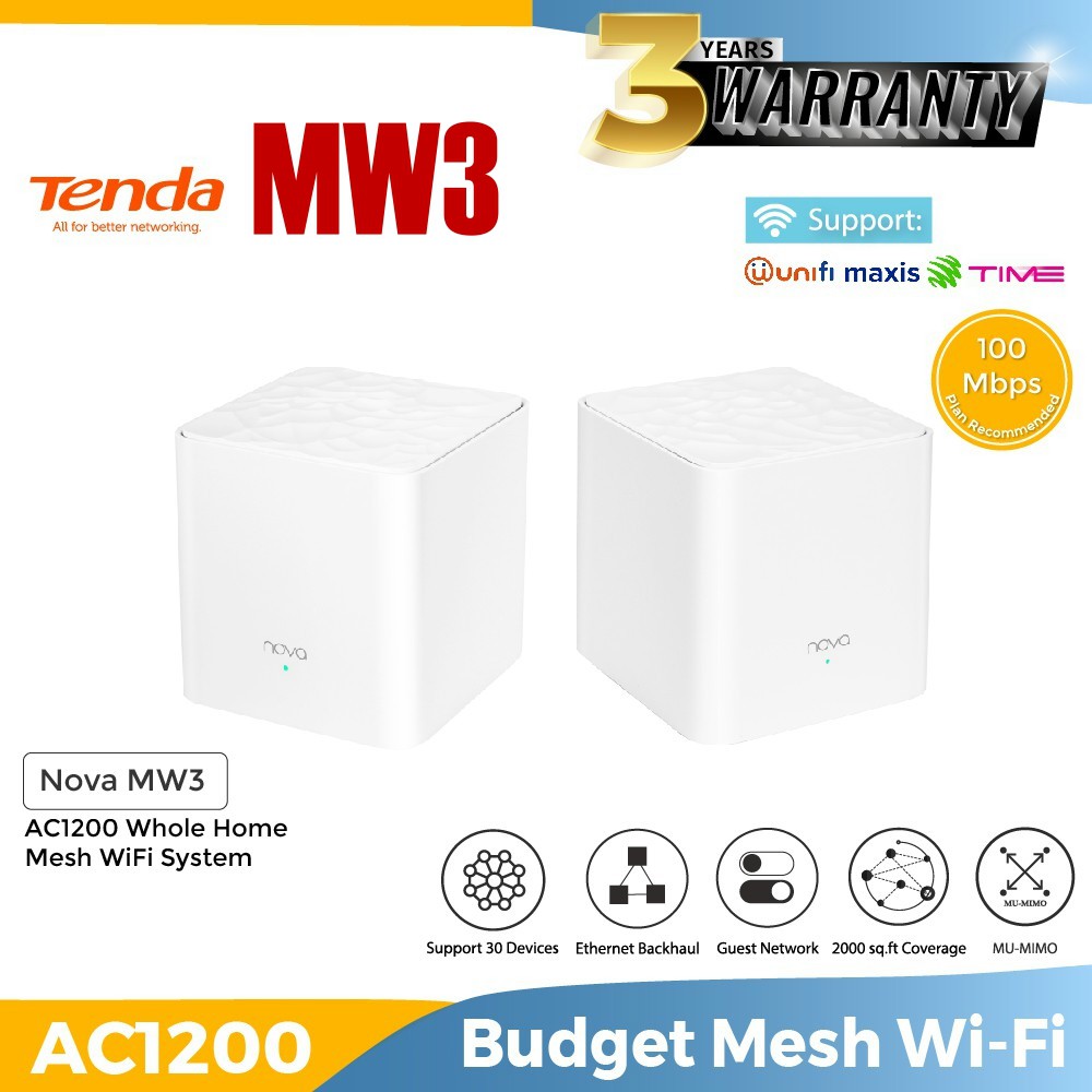 Tenda MW3 MW6 AC1200 Whole Home Mesh WiFi Router System. LIKE DECO E4 ...