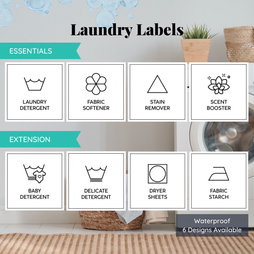 Sticker Laundry Detergent Label Set (4pcs) | Stiker Sabun Basuh Baju ...