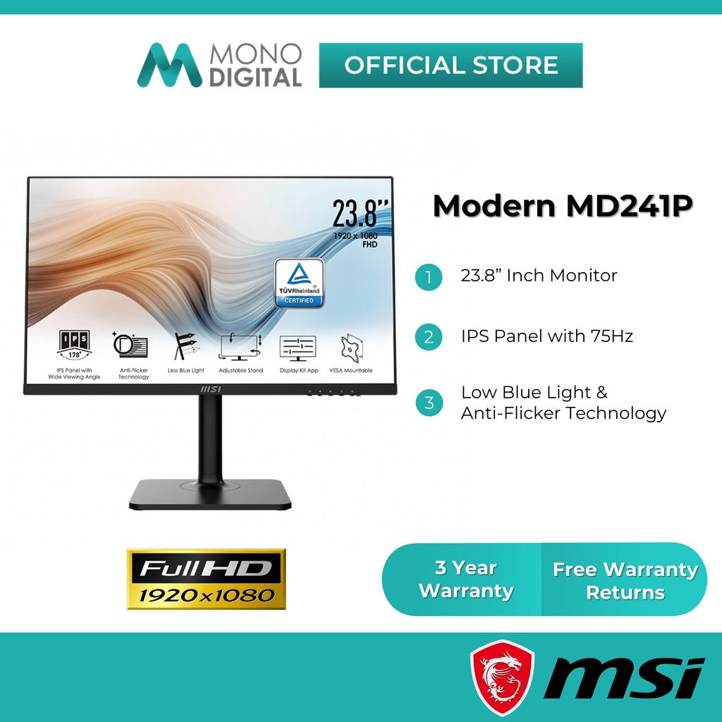 MSI Modern MD241P MD271P Eye Care Monitor Full HD (23.8