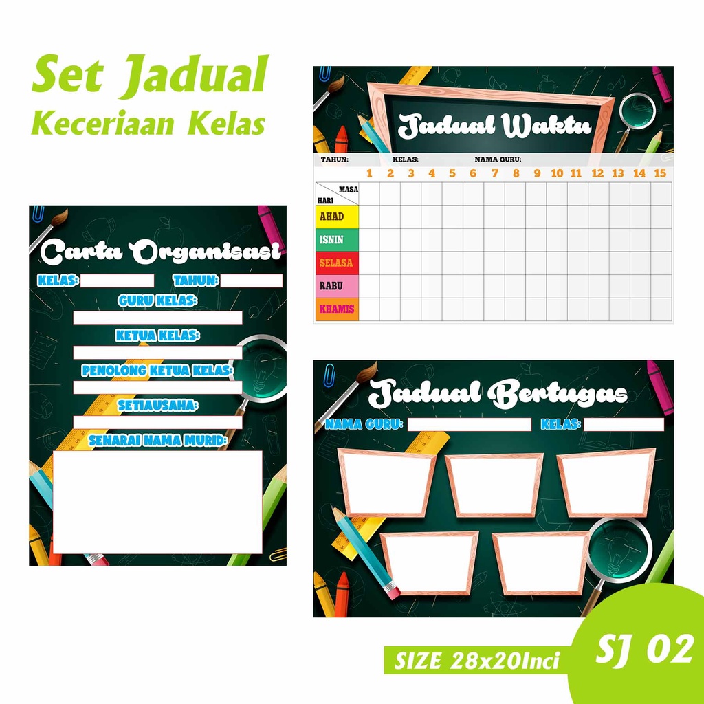 Set Banner Keceriaan Kelas Jadual Tugasan Kelas Jadual Waktu Kelas