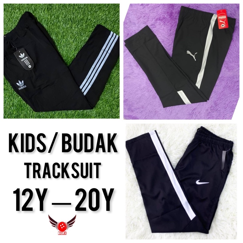 BUDAK Tracksuit (12y—20y)seluar sukan.Track kids Murah.Kain tabel.Getah