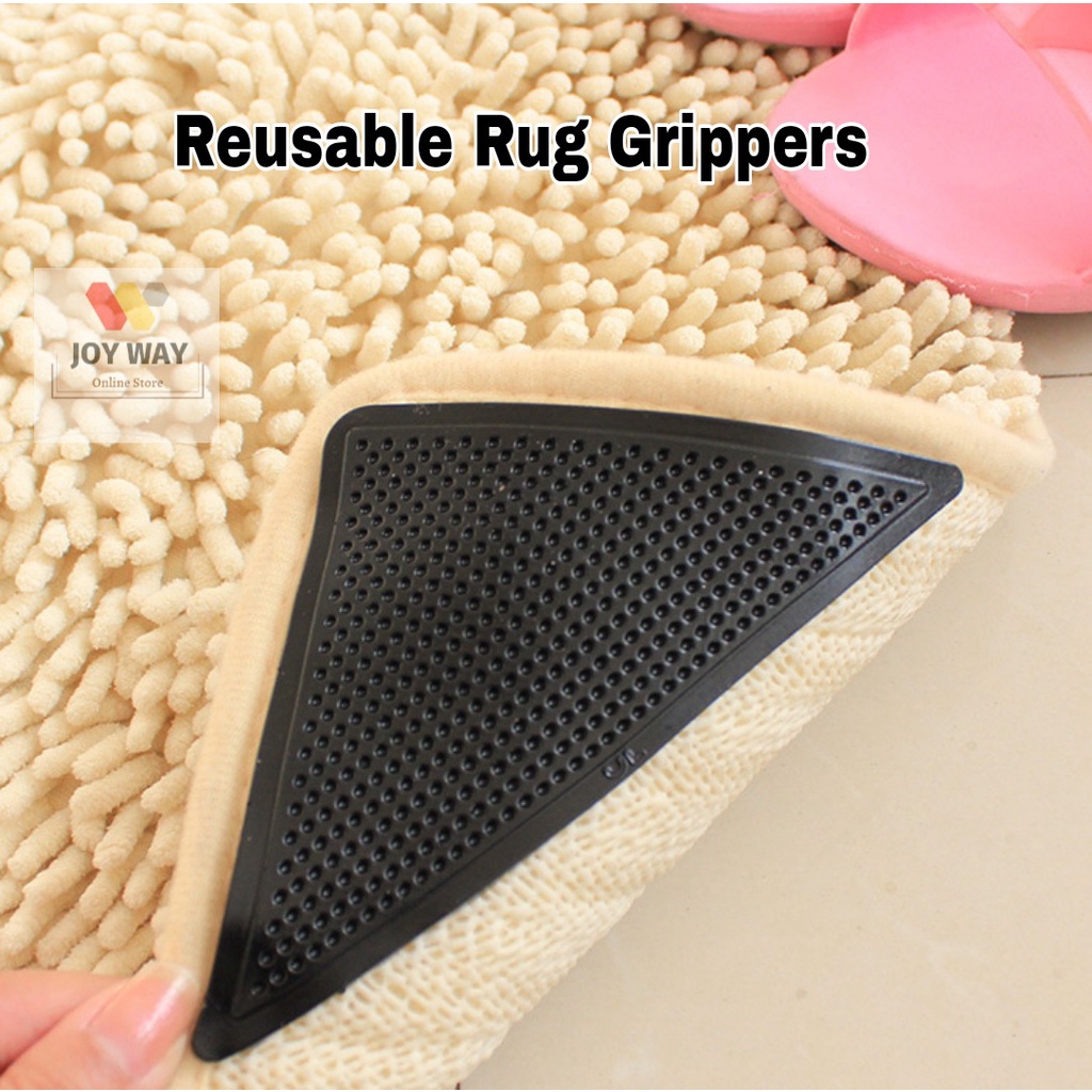 4Pcs Carpet Grippers Mat Stickers Safety Rugs Pad Kitchen Bathroom