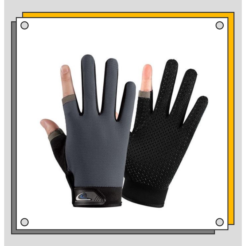 1 Pair Summer Anti-slip 3 Fingers Cut Fishing Gloves Breathable