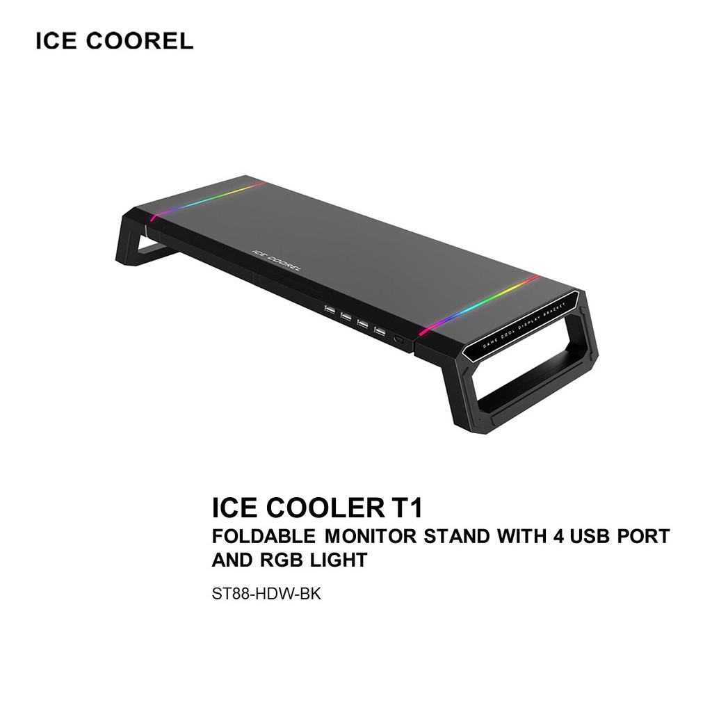 ICE COOLER T1 FOLDABLE MONITOR STAND WITH 4 USB PORT AND RGB LIGHT ...