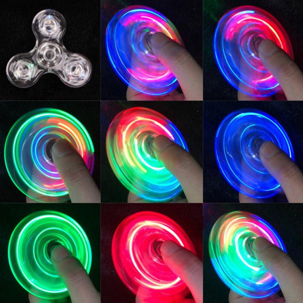 Crystal Rainbow Transparent EDC LED Light Fidget Hand Q7C5 Spinner X6D8 ...