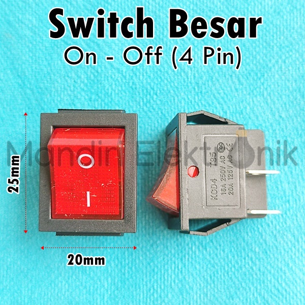 MERAH Red 4 pin Large On Off Light Switch - 4 foot Large Light Switch ...