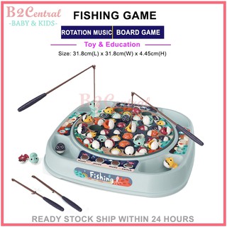 Fishing Game Electronic Musical Rotating Fishing Board Game Kids Toy Mainan  Memancing Ikan Hadiah Anak
