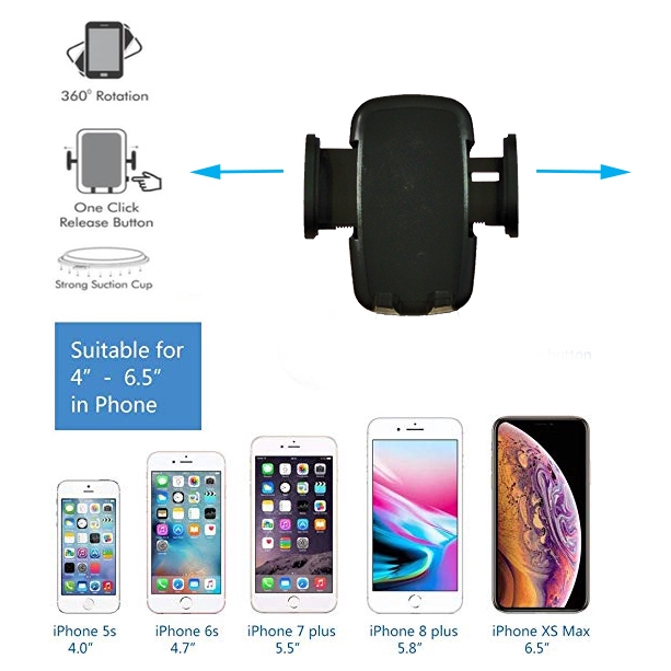 Car Mount Sticky Suction Pad Extendable Phone Holder One Button