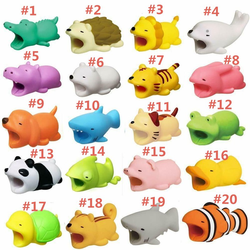 Cute Animal Bite Cable Protector For Iphone Ipad Charger, 10 Pack