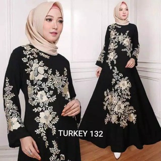 Roses Black Turkish Dress