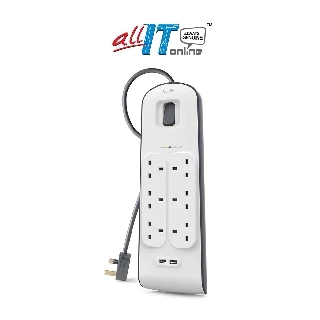 Belkin 6-Way 2m with 2 USB BSV604sa2M Socket Surge Protector