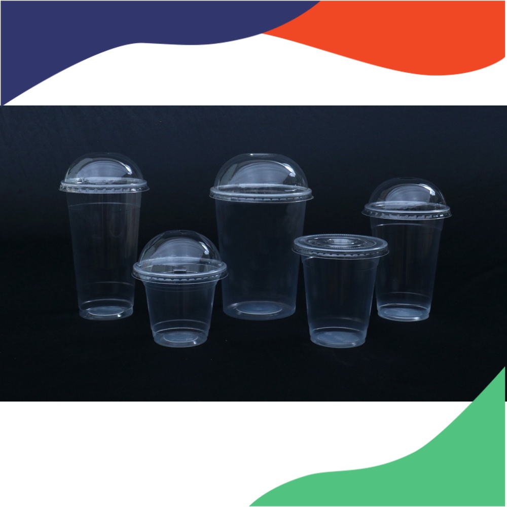 100pcs 12oz 16oz 22oz Pp Cup With Dome Lid Flat Lid Disposable Plastic Cup 360ml 500ml 700ml
