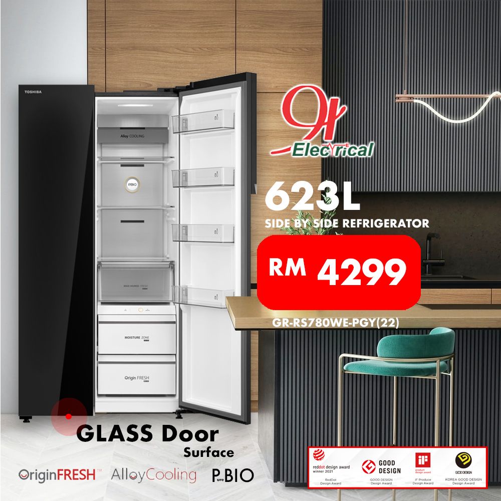 Toshiba 623L Side-by-Side Dual Inverter Refrigerator GR-RS780WE-PGY(22 ...