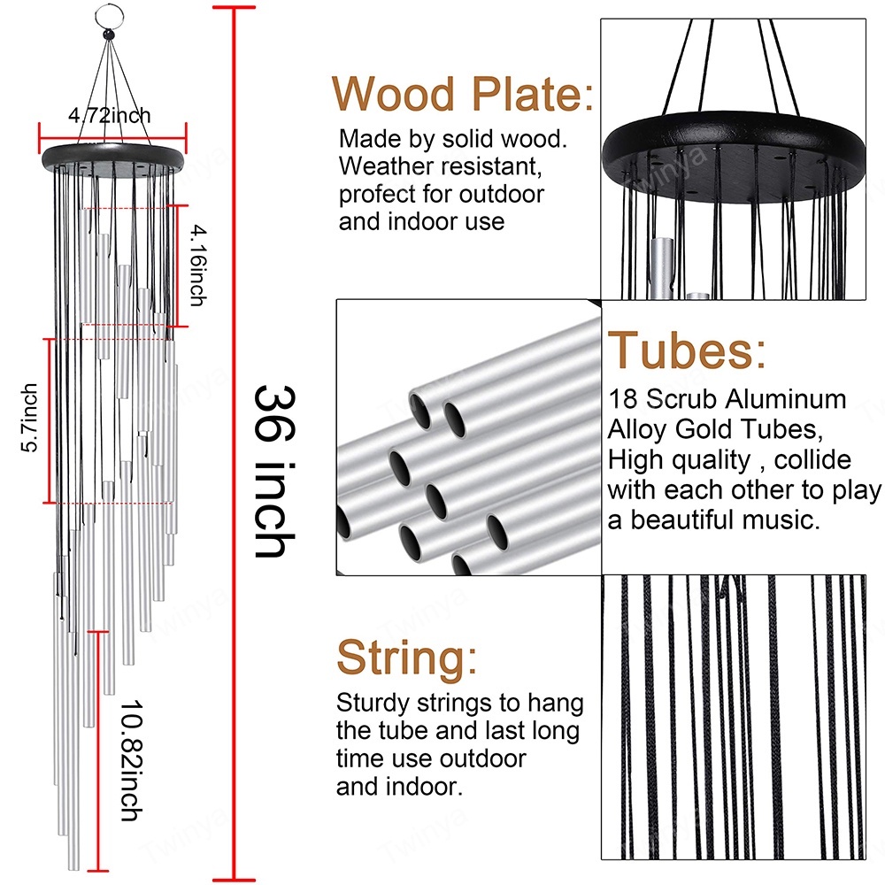 Metal Wind Chimes 6 12 18 Tubes European Style Crisp Multi Tube Chime ...