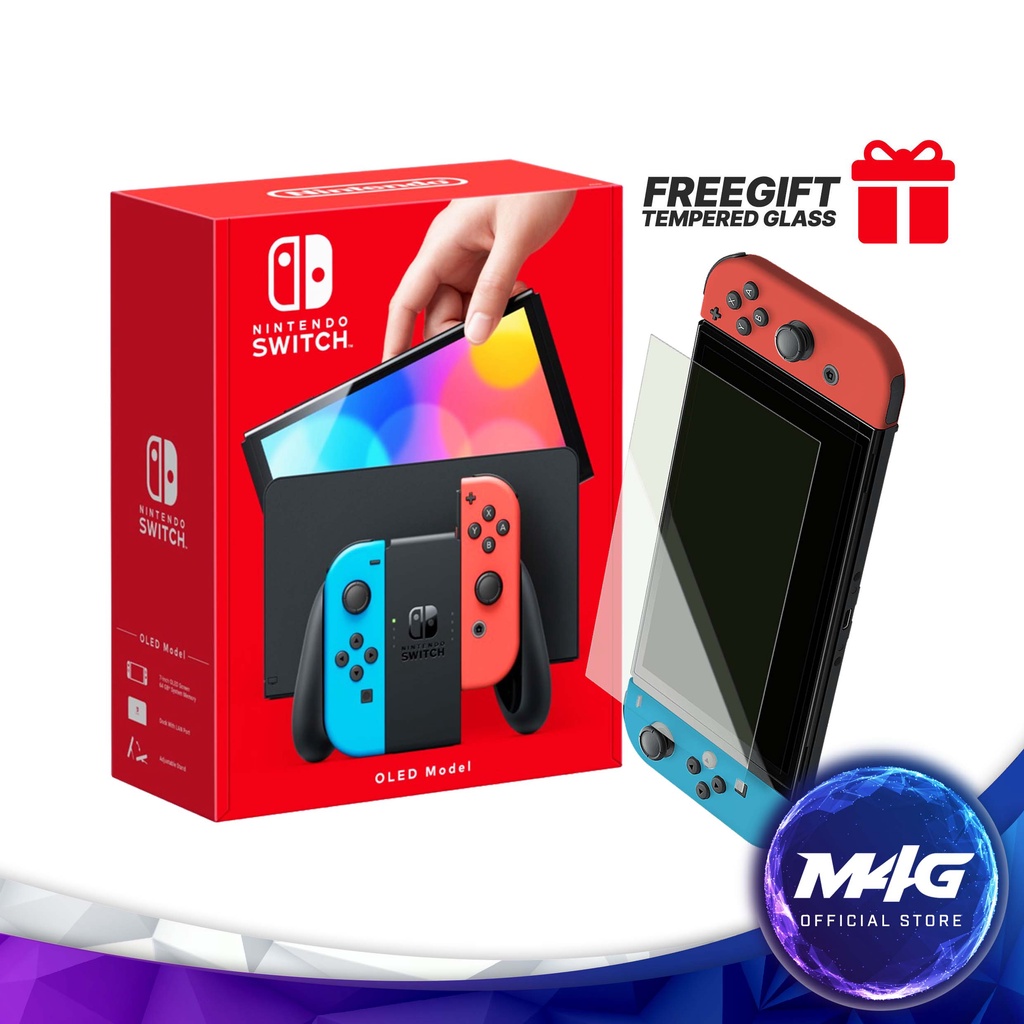 Nintendo Switch (OLED model) Neon Red/Neon Blue Console Maxsoft Set ...
