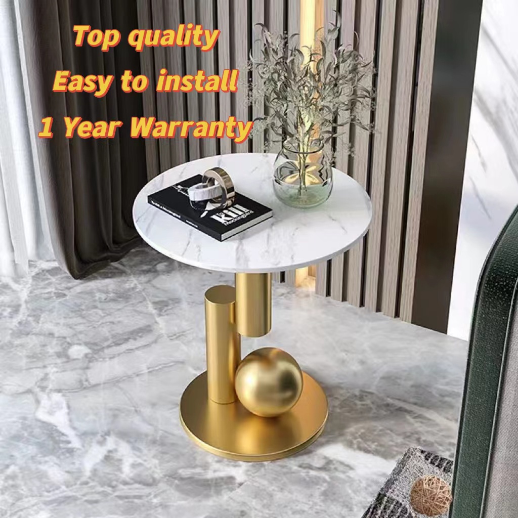 Nordic light luxury marble side table modern living room coffee table ...