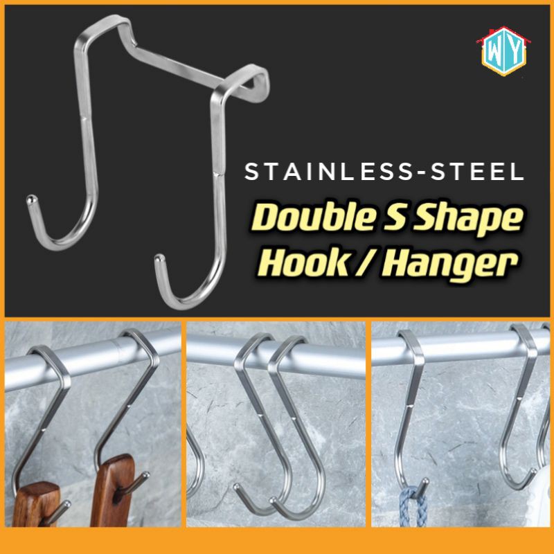 Double S Shape Hook Stainless-steel Kitchen Bathroom Door Metal S Hooks ...