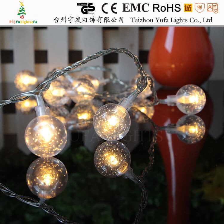 Warm bright transparent round led light string, white wire, plug-in (5m ...
